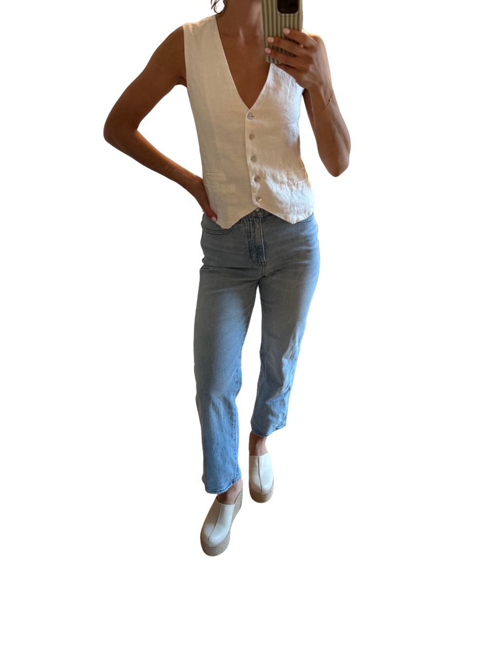 Linen White Vest